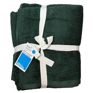 Target Green Bath Towel Essentials Set 2 NWT Antimicrobial 100% Cotton 30x52 in